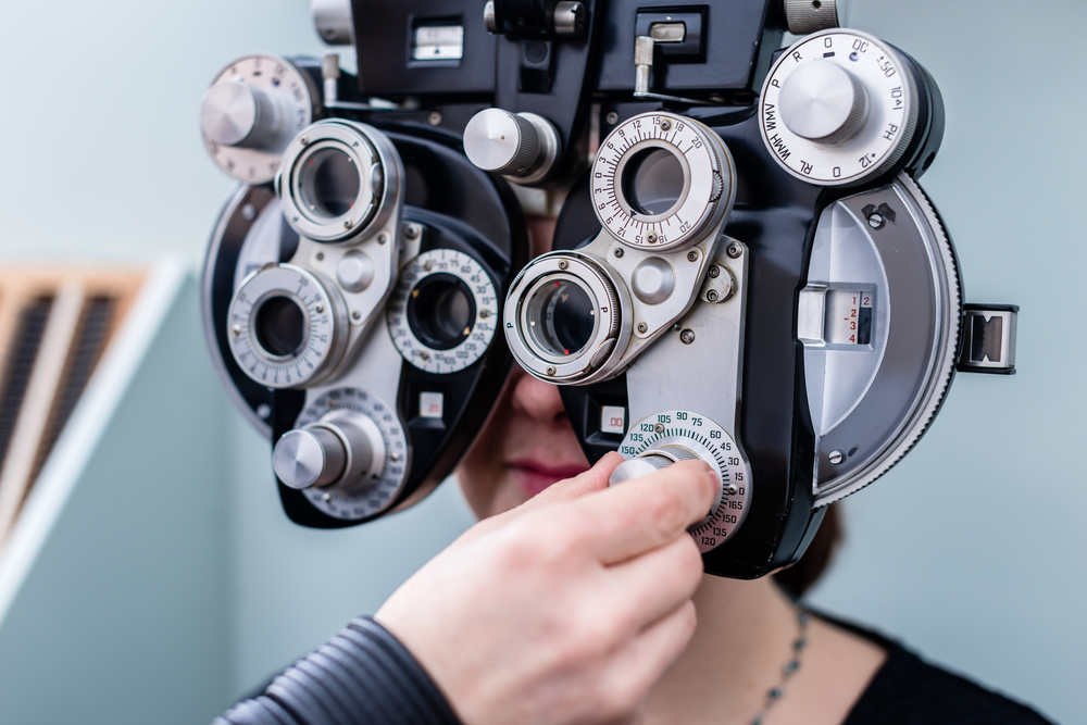 Woman,At,Optometrist,Or,Doctor,Having,Eye,Sight,Testing Eye Exam